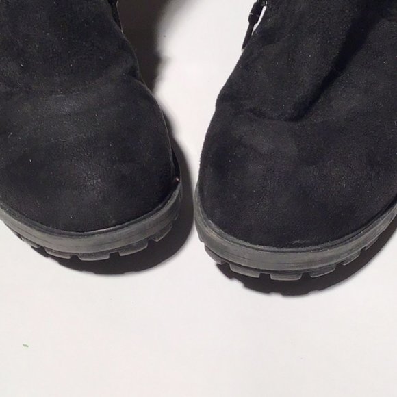 Mossimo Black Suede Winter Boots Sweater Lining Double Zipper Size 7.5M - Picture 6 of 7